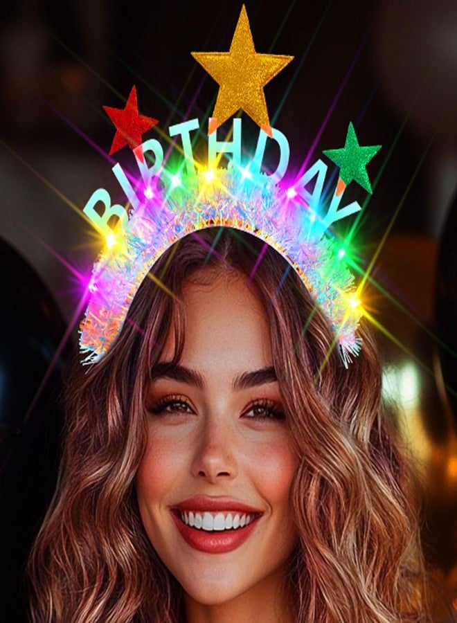 REETAN Light Up Birthday Headband LED Star Headbands Glow Party Hair Accessories for Women - Image 1